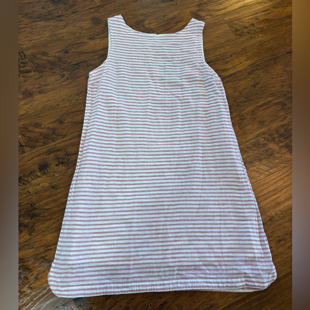 Beach Lunch Lounge   4th of July sleeveless striped cotton / linen BLEND dress L